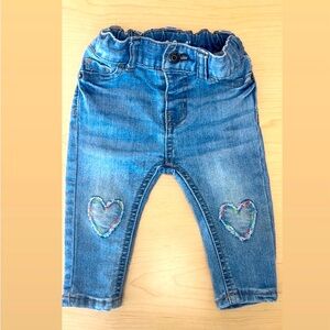 Blue Denim Kids Bottoms with Heart Patches